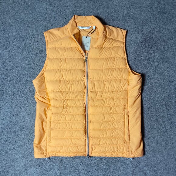 Peter Millar Crown Elite Light Golf Puffer Vest Orange Men's Large MSRP $200 - Picture 1 of 9
